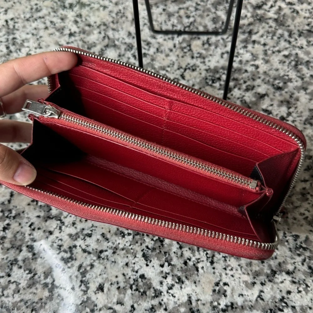 Yves Saint Laurent YSL | Gorgeous Red Leather Long Zipper Wallet - Picture 10 of 12